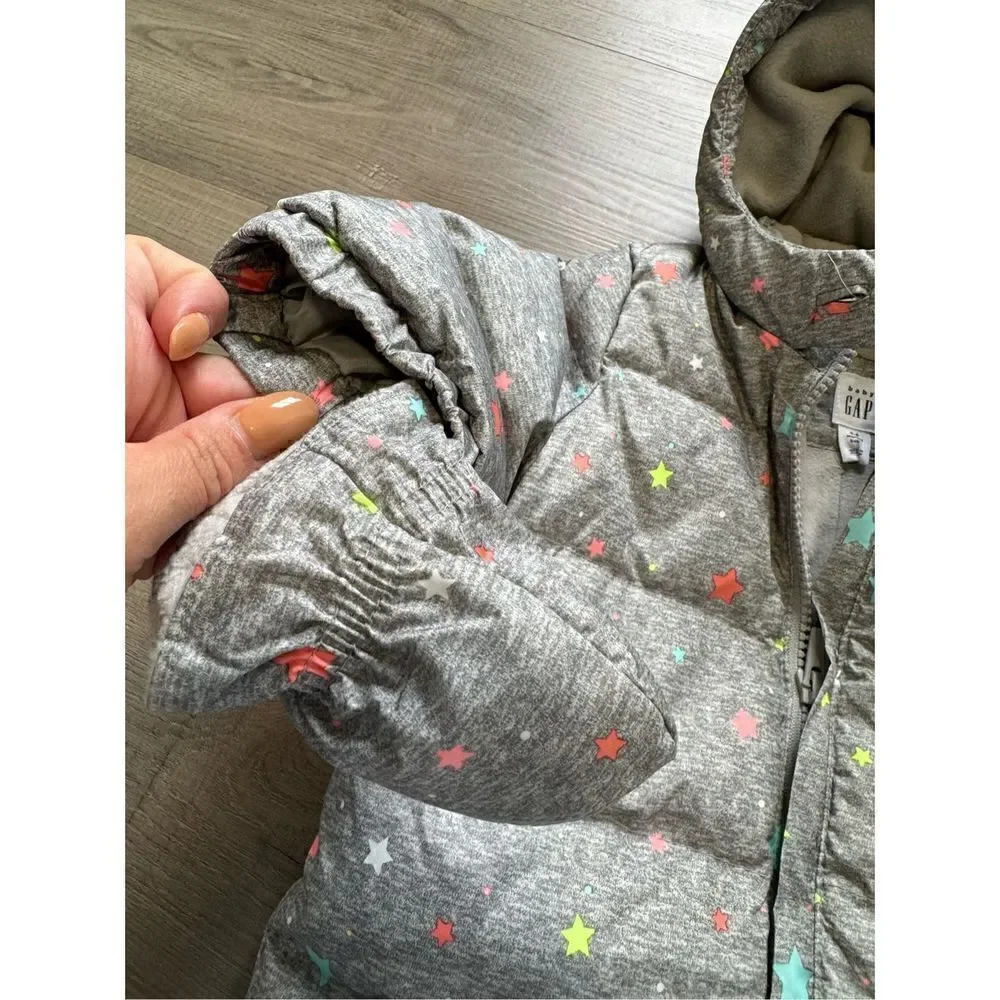 Baby Gap Unisex 0-6MO One Piece Footie Fleece Lined Grey Star Outfit